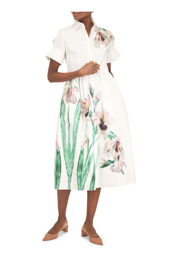 Erdem White Multi Floral Cotton Midi Dress - view 2