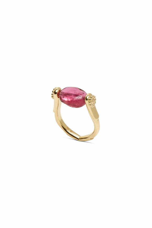 Van Gelder Single Tumbler Pink Tourmaline Ring - view 2