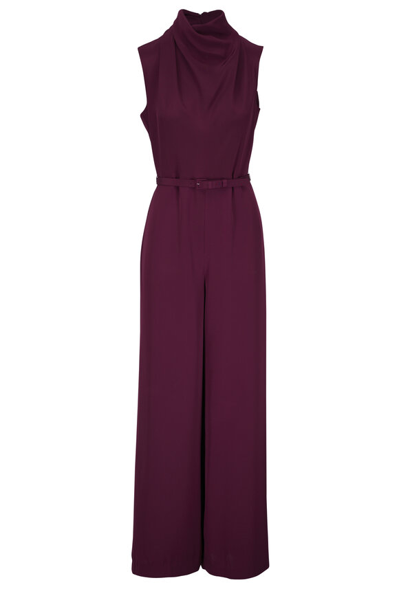Bottega Veneta - Oxblood Shiny Leather Shoulder Tassel Jumpsuit