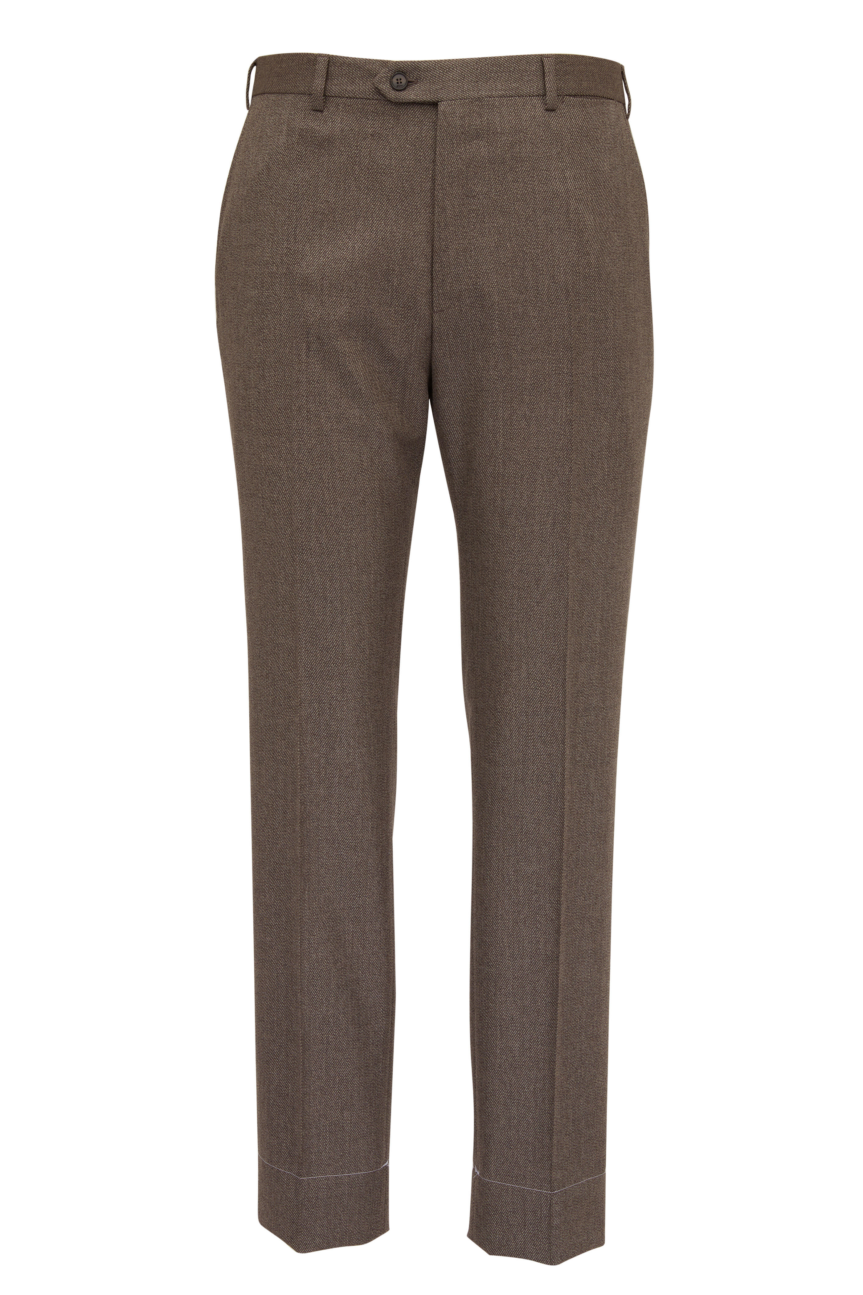Brioni - Solid Tan Wool Dress Pant | Mitchell Stores