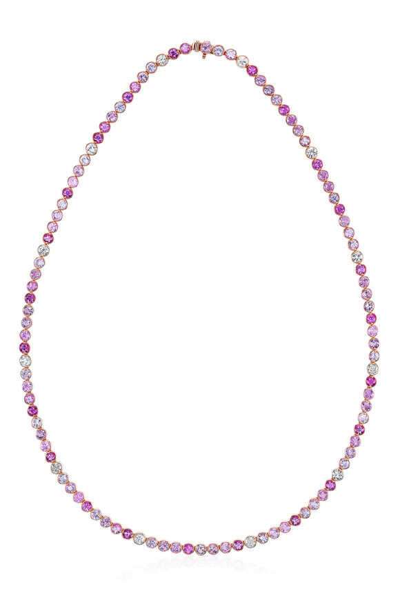 Nam Cho 18k Rose Gold Diamond & Sapphire Riviera Necklace