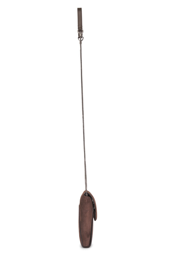 Brunello Cucinelli Duo Pouchette Espresso Suede Chain Crossbody - view 4