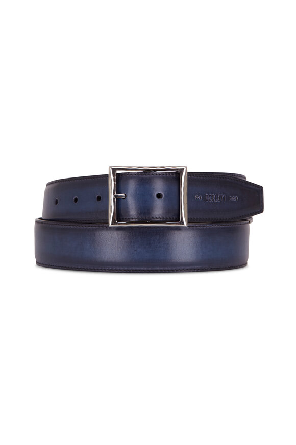 Berluti - Classic Scritto Blue Bis Leather Belt