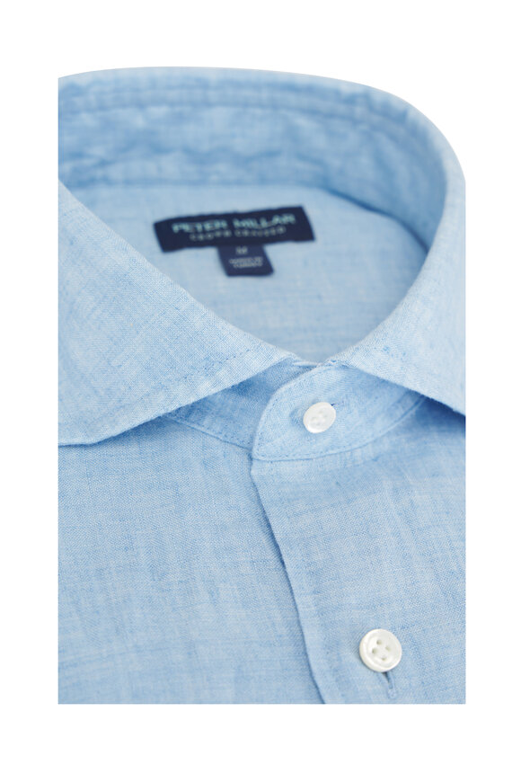 Peter Millar Astino Lino Blue Frost Sport Shirt - view 5