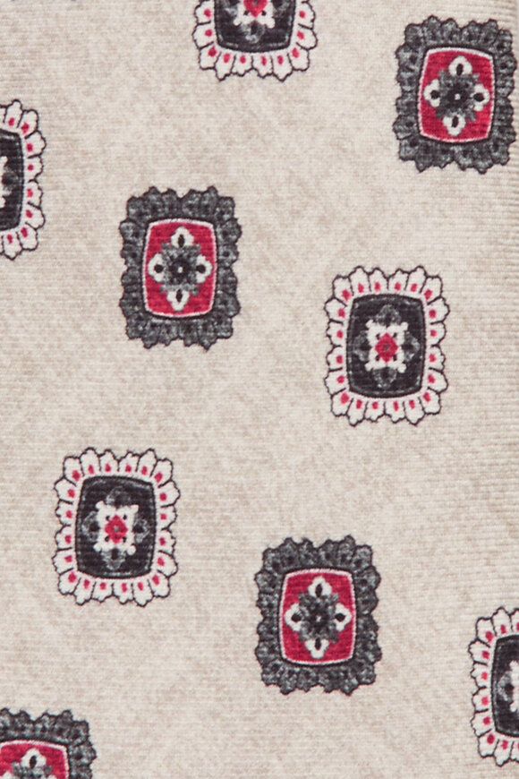 Kiton Taupe Geometric Silk Necktie - view 2