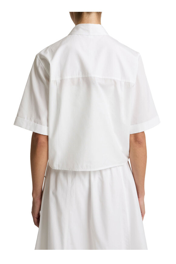 Vince White Scallop Detail Cotton Button Front Shirt - view 3