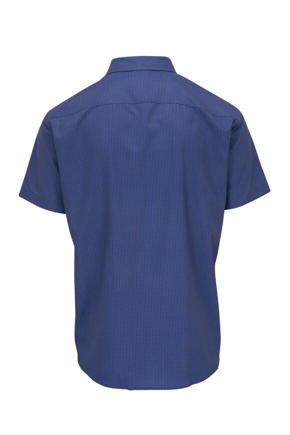 Peter Millar - Dark Blue Geometric Print Short Sleeve Sport Shirt