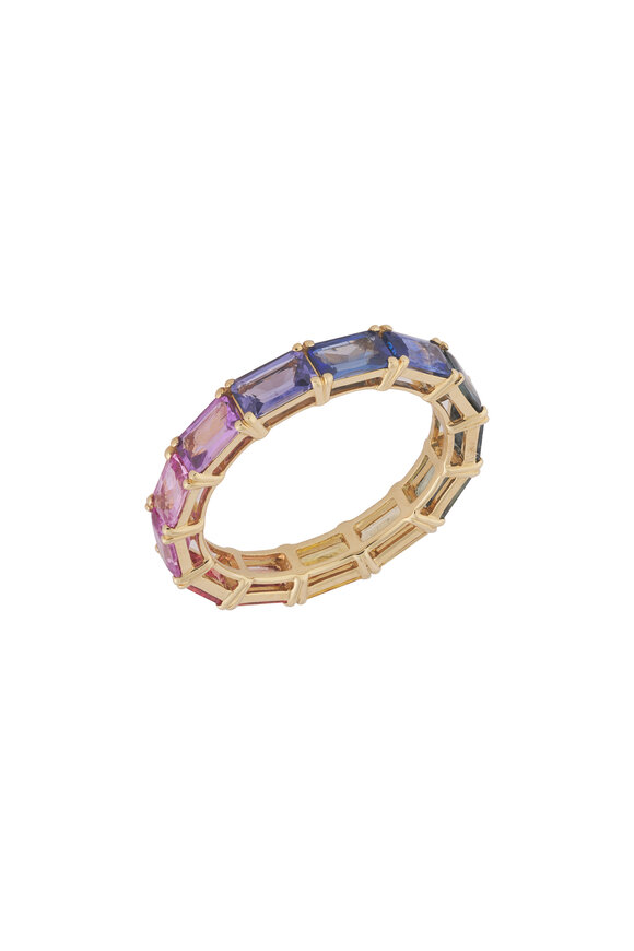 Cairo Yellow Gold Rainbow Baguette Eternity Band