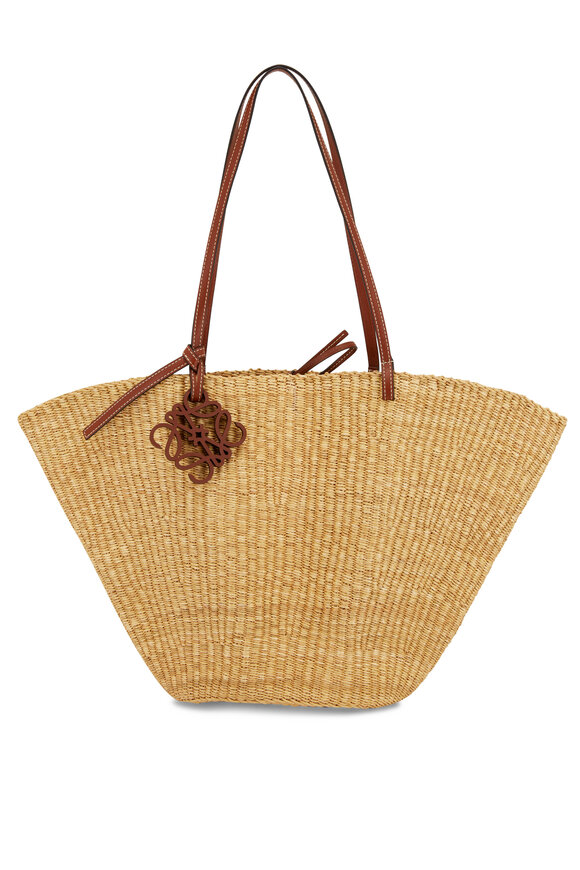 Loewe - Medium Shell Elephant Grass & Leather Basket Bag