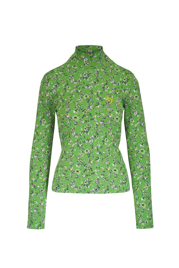 Loewe Green Flower Print Turtleneck - view 1
