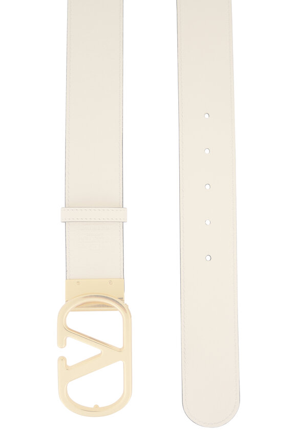 Valentino Garavani VLogo Butter & Black Reversible Leather Belt, 40mm - view 4