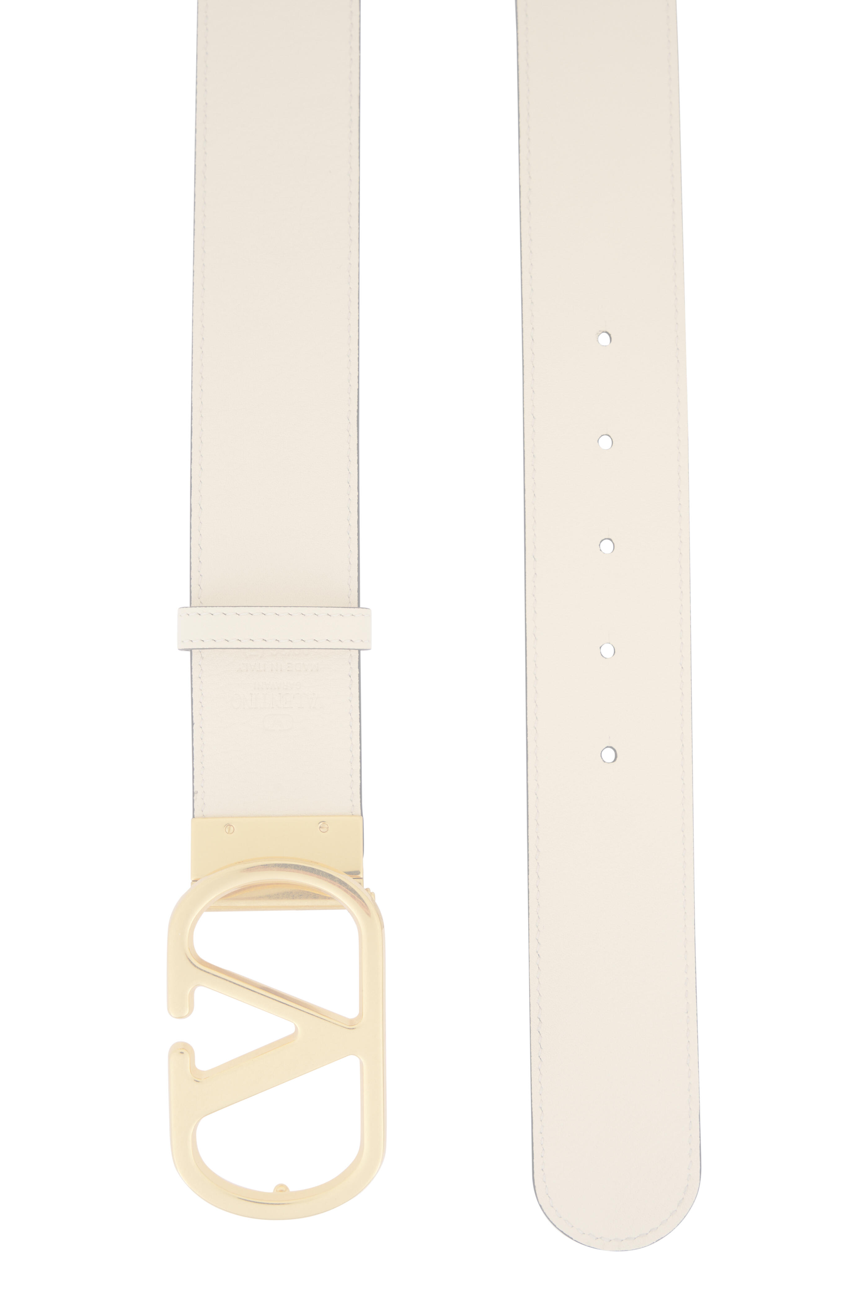 Valentino Garavani - VLogo Butter & Black Reversible Leather Belt, 40mm - view 4