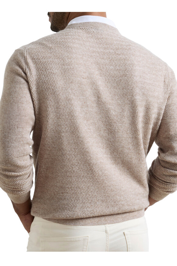 Peter Millar Crosswinds Taupe Textured Crewneck Sweater - view 4