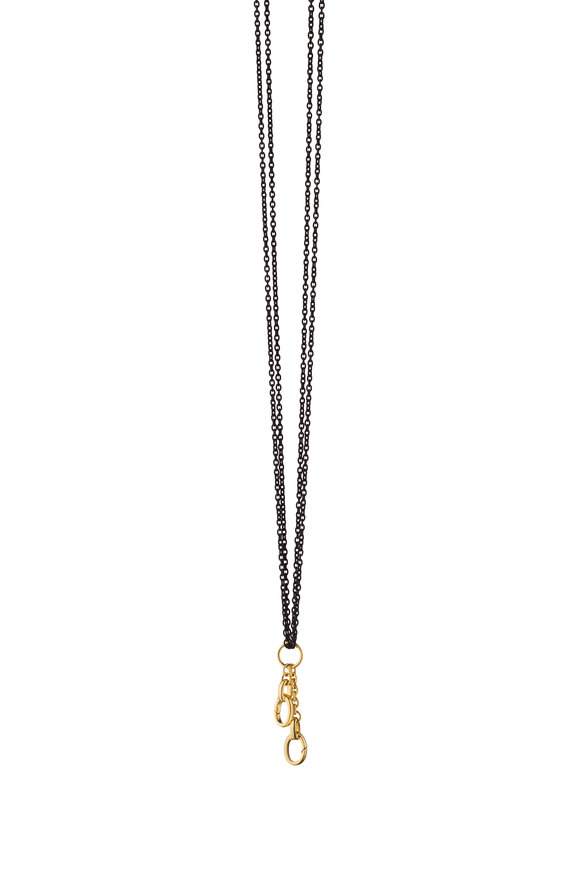 Monica Rich Kosann Steel & Gold Charm Enhancer Double Chain Necklace