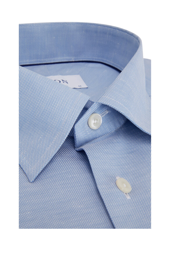 Eton - Blue Cotton & Linen Contemporary Sport Shirt