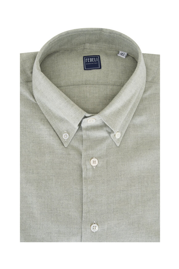 Fedeli Solid Light Green Sport Shirt