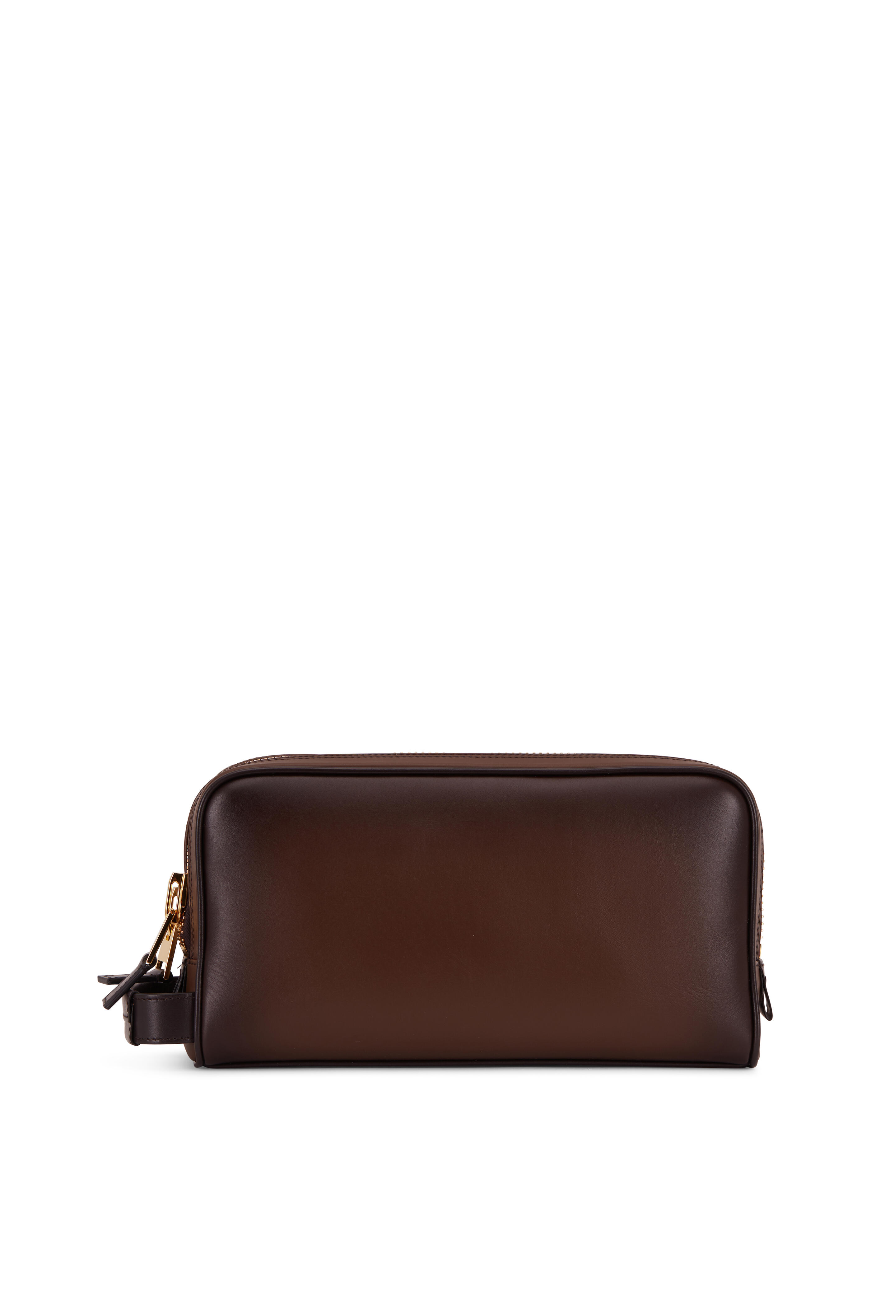 Tom Ford - Dark Brown Burnished Leather Lifestyle Bag