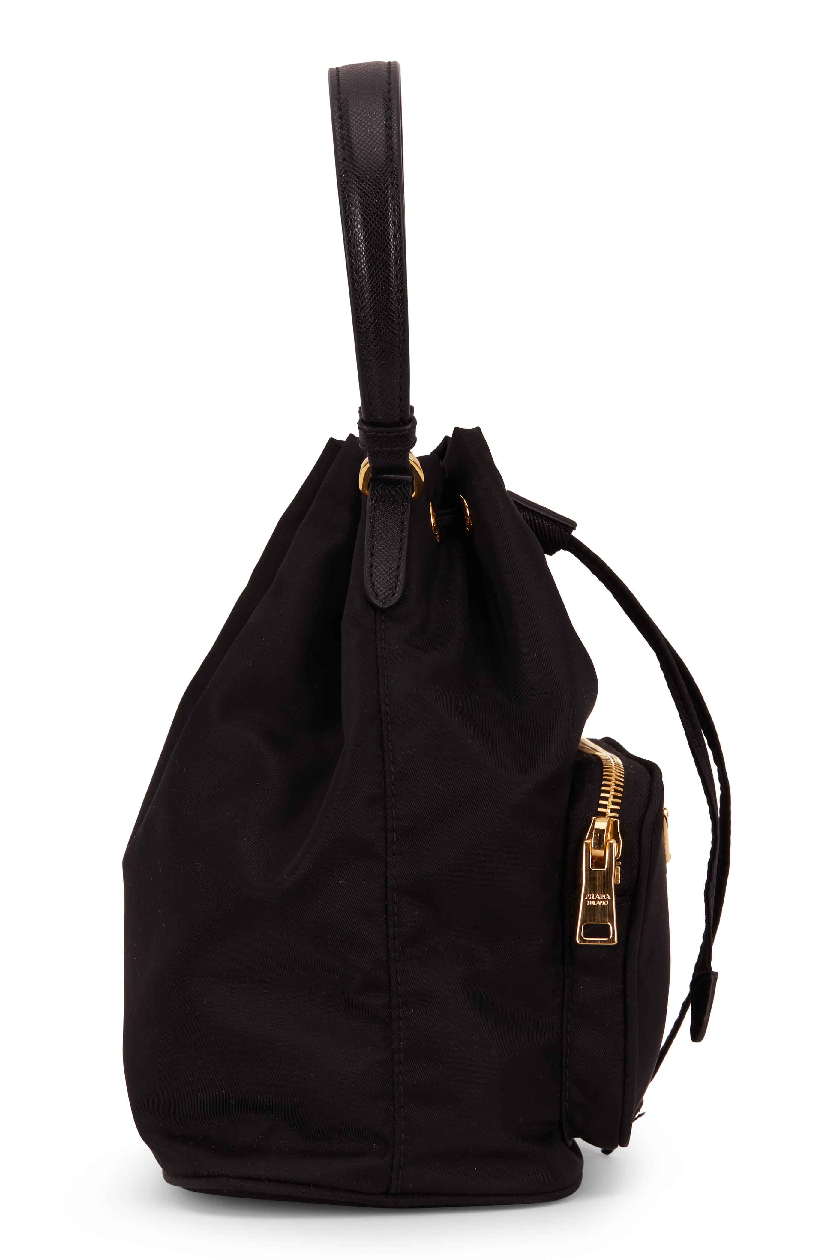 Prada - Black Tessuto Small Bucket Bag | Mitchell Stores