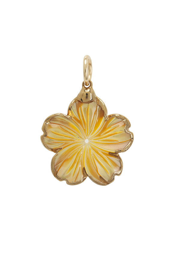 Cristina V. Small Yellow Hibiscus Mother Of Pearl Charm