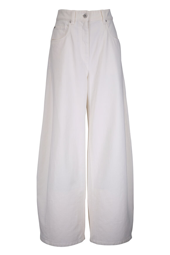Brunello Cucinelli Off White Wide Leg Barrel Jean
