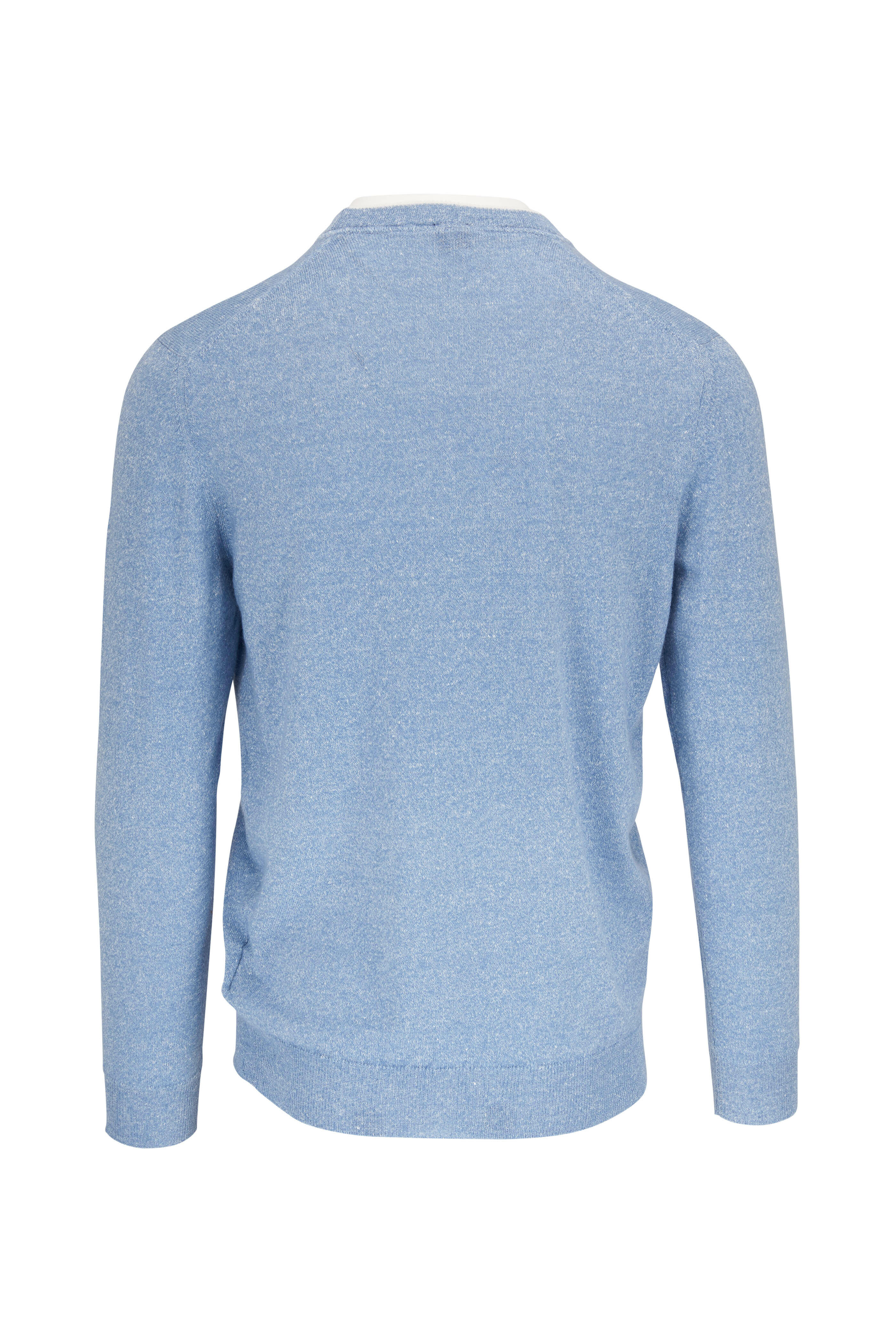 Fedeli - Blue Cashmere & Linen Crewneck Pullover