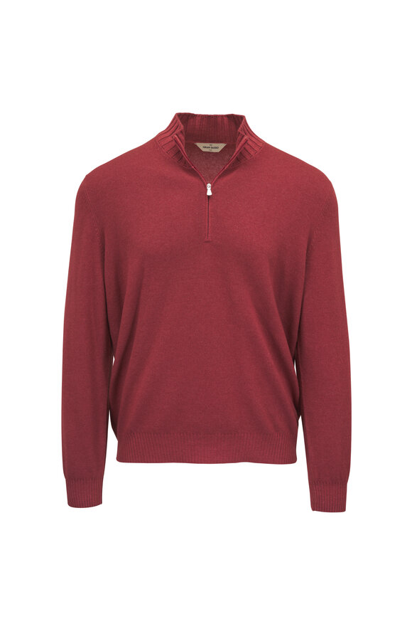 Gran Sasso Rust Vintage Wool & Cashmere Quarter-Zip Pullover