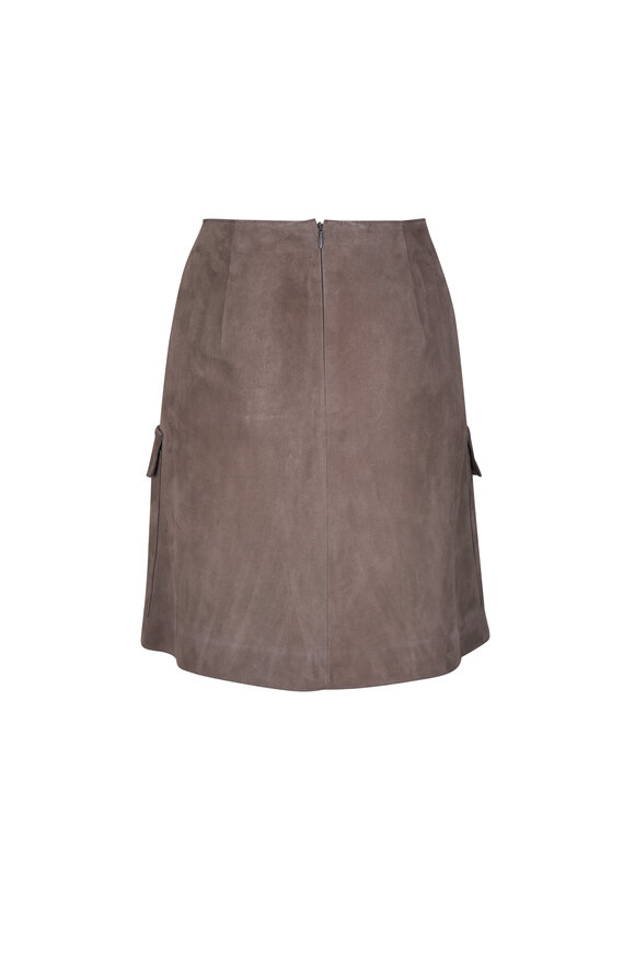 Akris Taupe Suede Cargo Mini Skirt - view 3