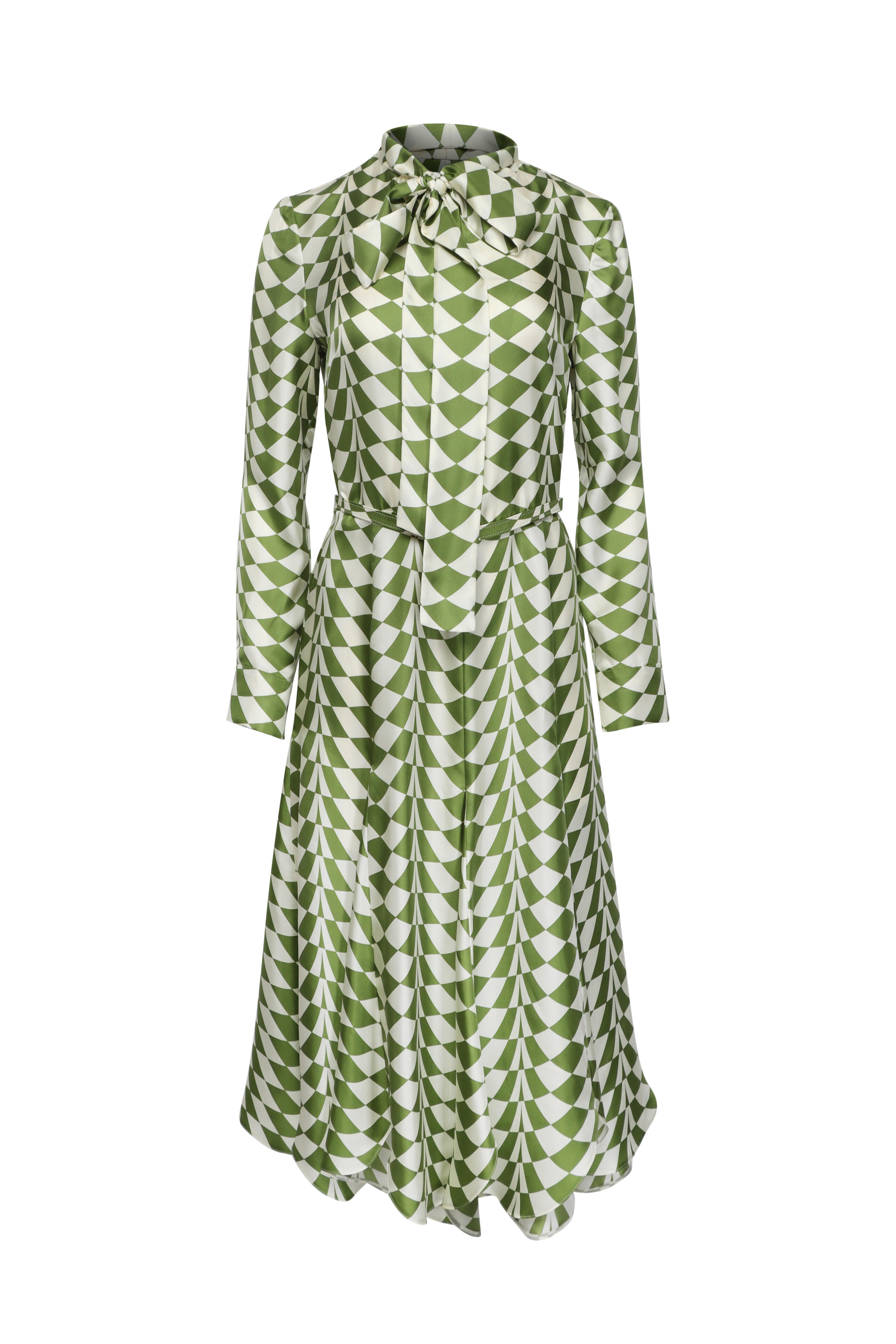 Oscar de la Renta - Fern & Ivory Geo Print Belted Shirtdress