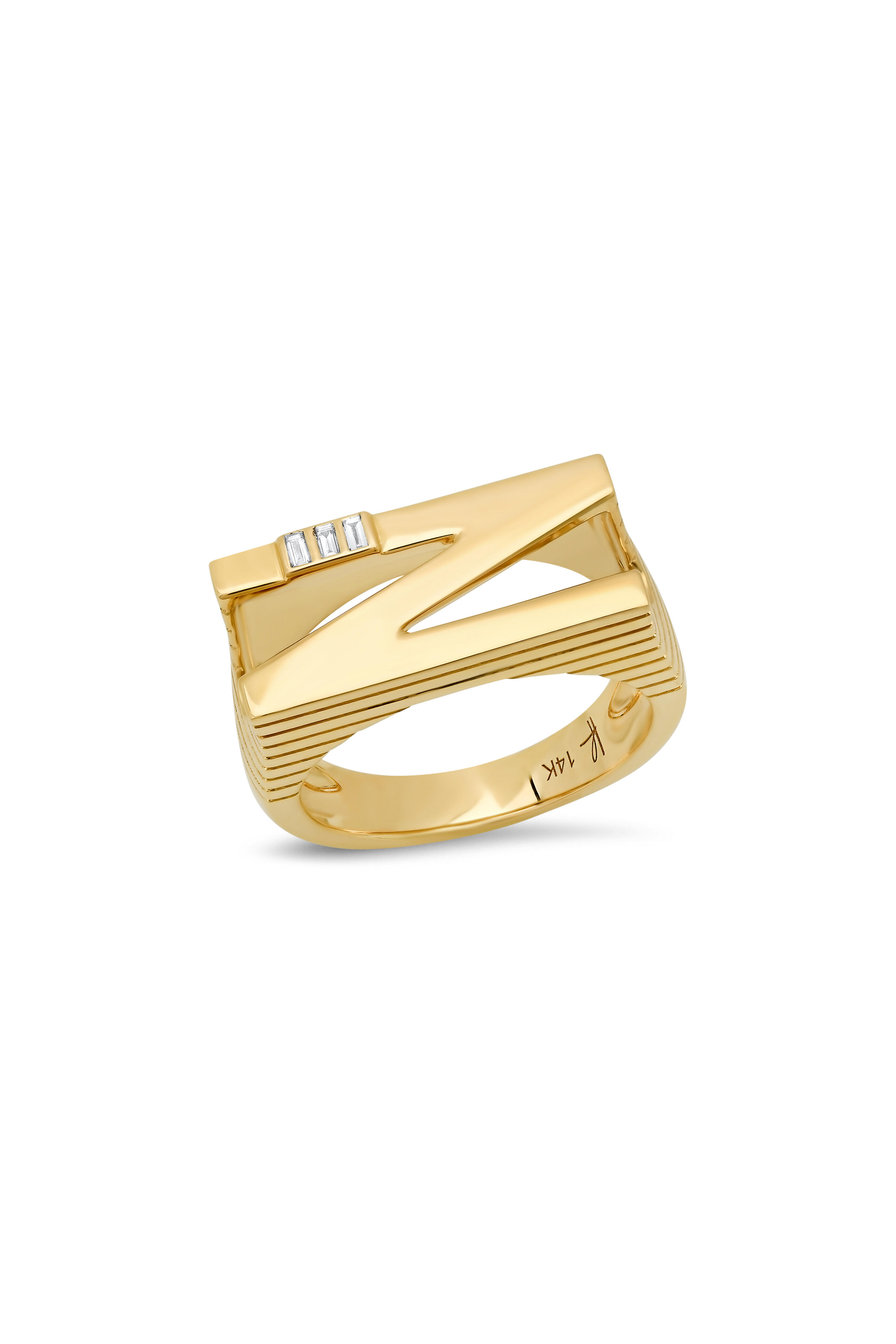 Helena Rose - 14k Yellow Gold Grandsize "N" Initial Ring