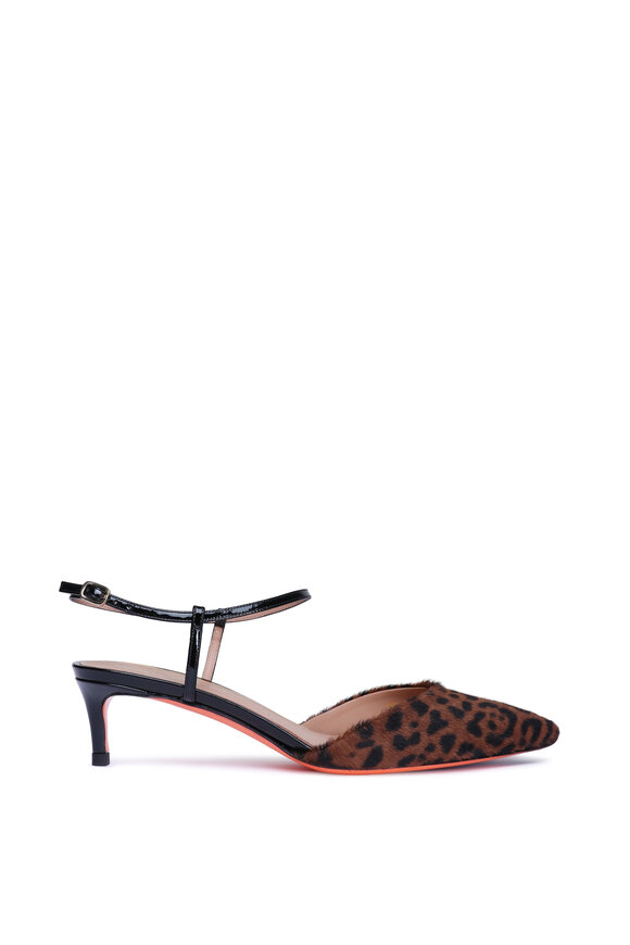 Santoni Eudora Leopard & Black Kitten Heel Pump - view 2