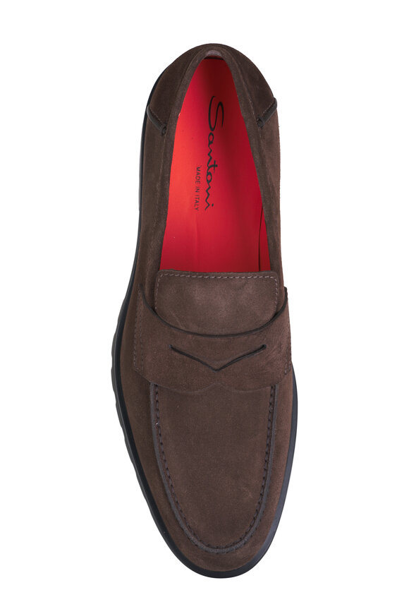 Santoni - Rock Dark Brown Suede Loafer 