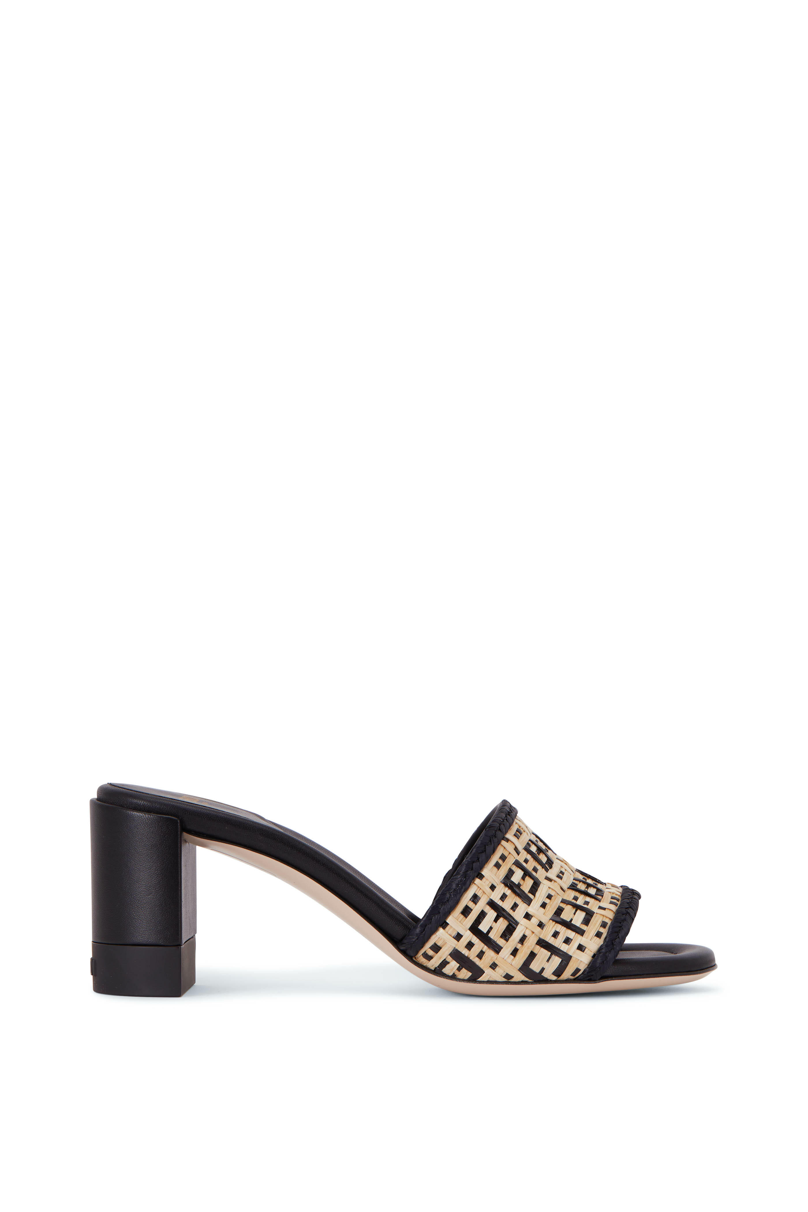 Fendi - Natural & Black Interlace Slide, 65mm | Mitchell Stores