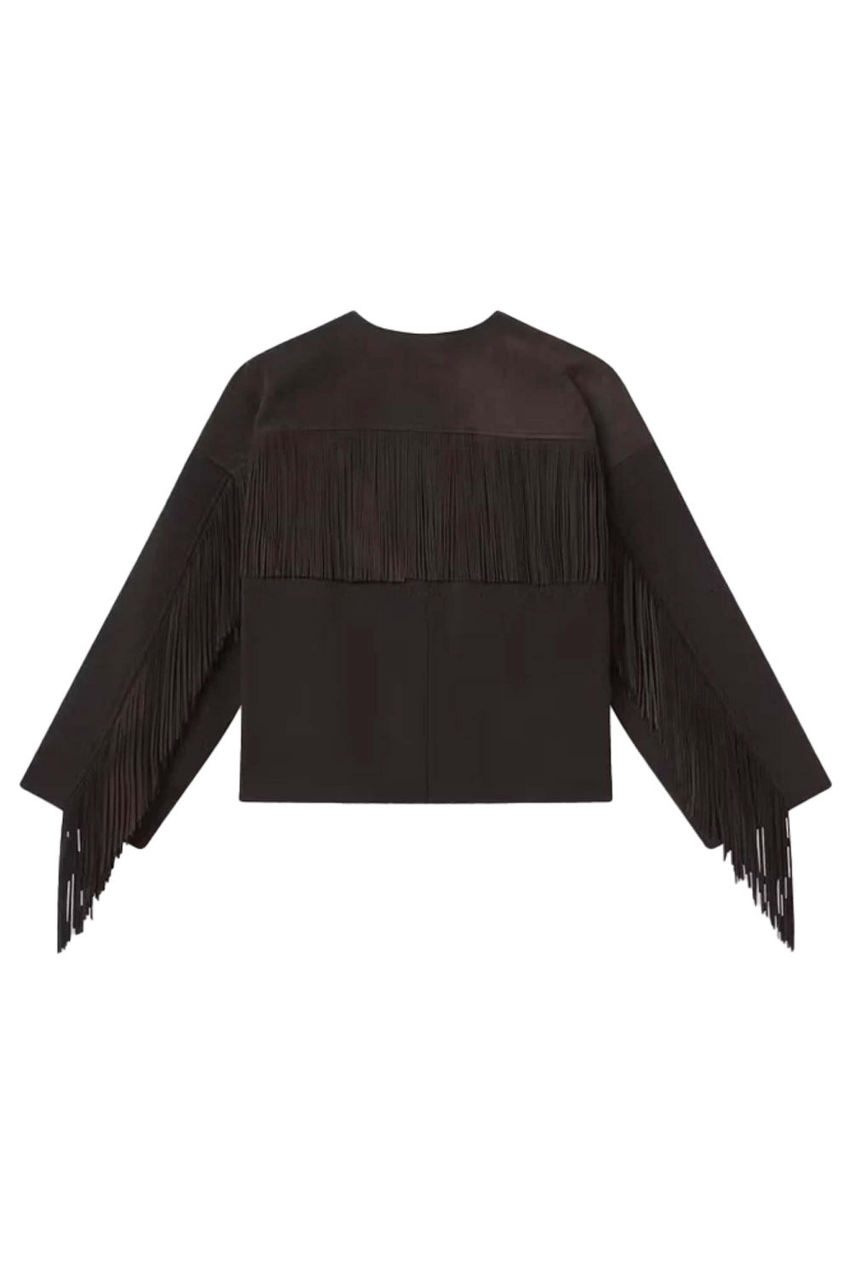 Frame - Chocolate Brown Mix Suede Fringe Coat