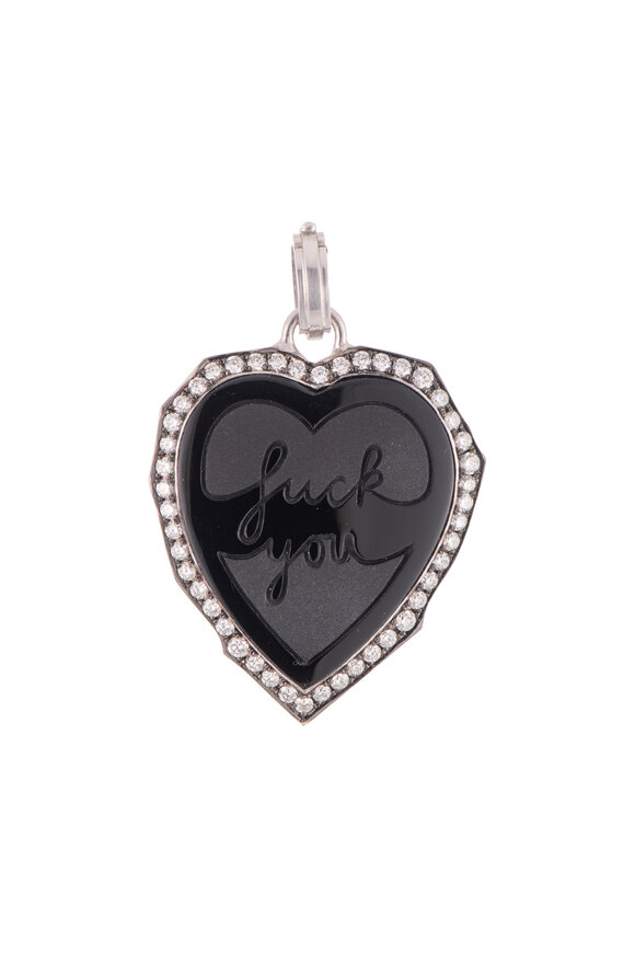 Sylva & Cie 18k White Gold Carved Onyx Pendant - view 1