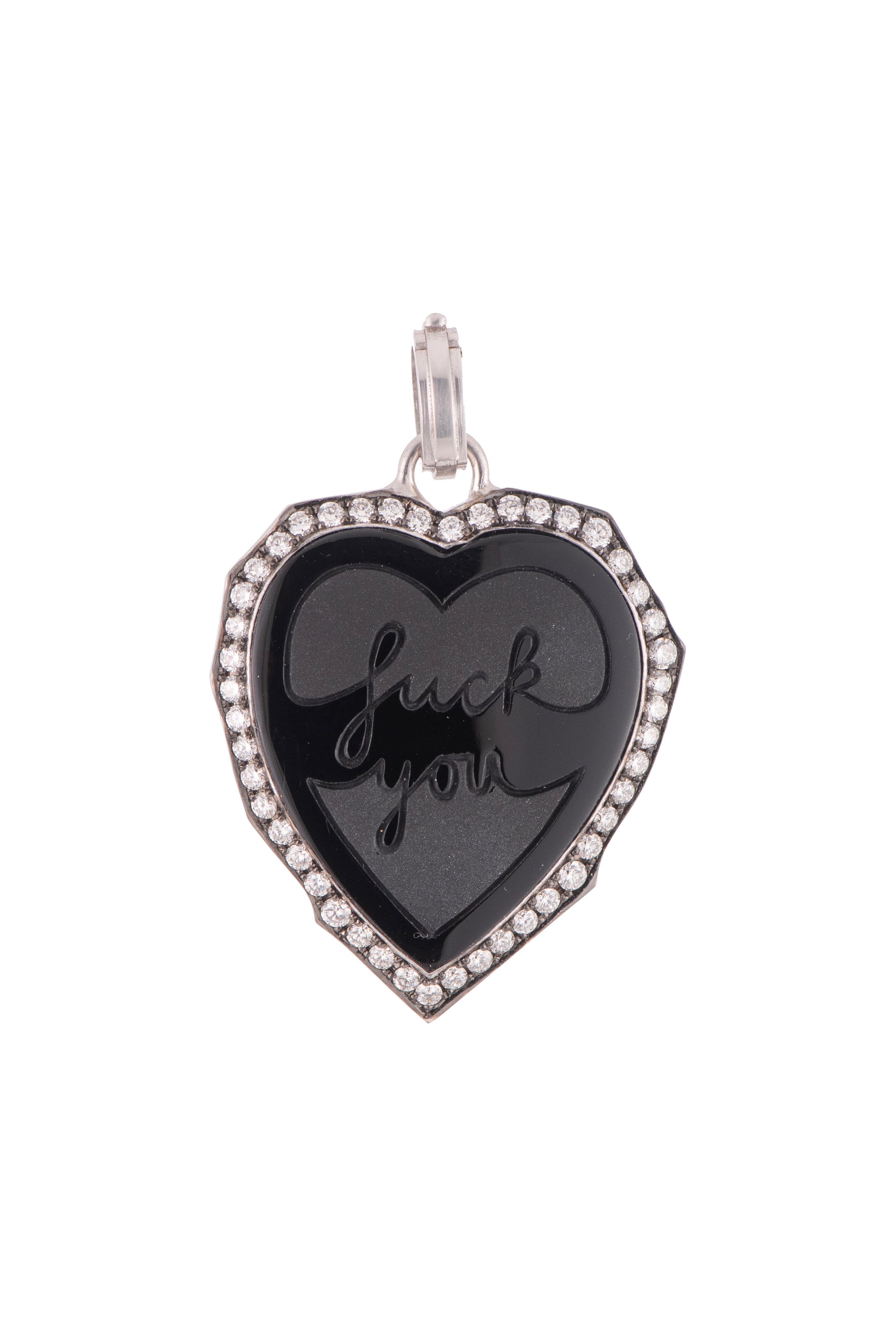 Sylva & Cie - 18k White Gold Carved Onyx Pendant - view 1