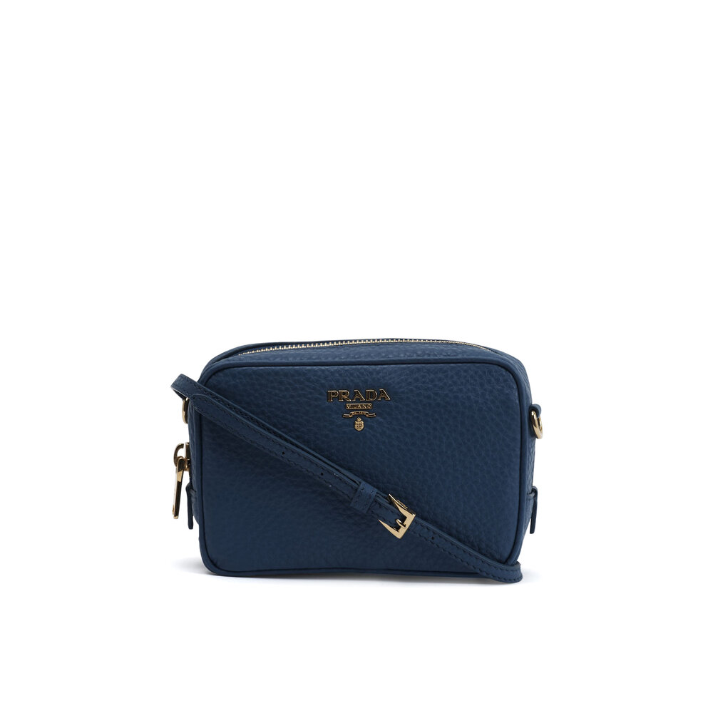 Prada Blue Leather Mini Camera Bag Mitchell Stores