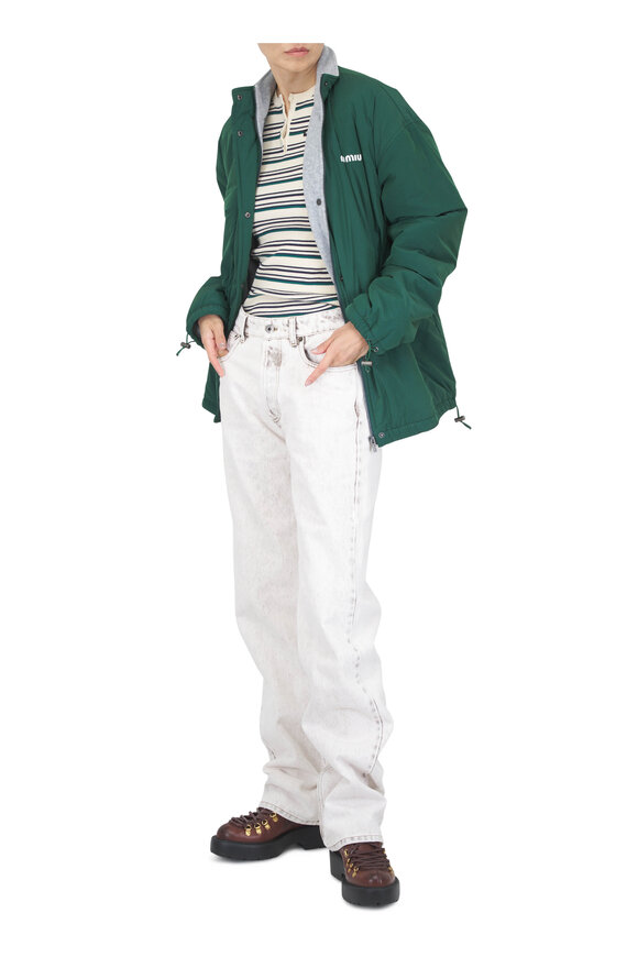 Miu Miu Natural Stripe Cotton Henley Shirt - view 4