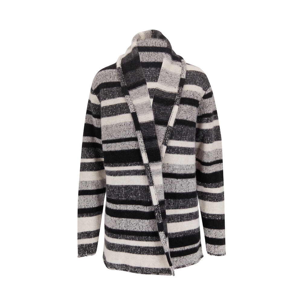 The Elder Statesman - Black & White Stripe Cashmere Smoking Jacket