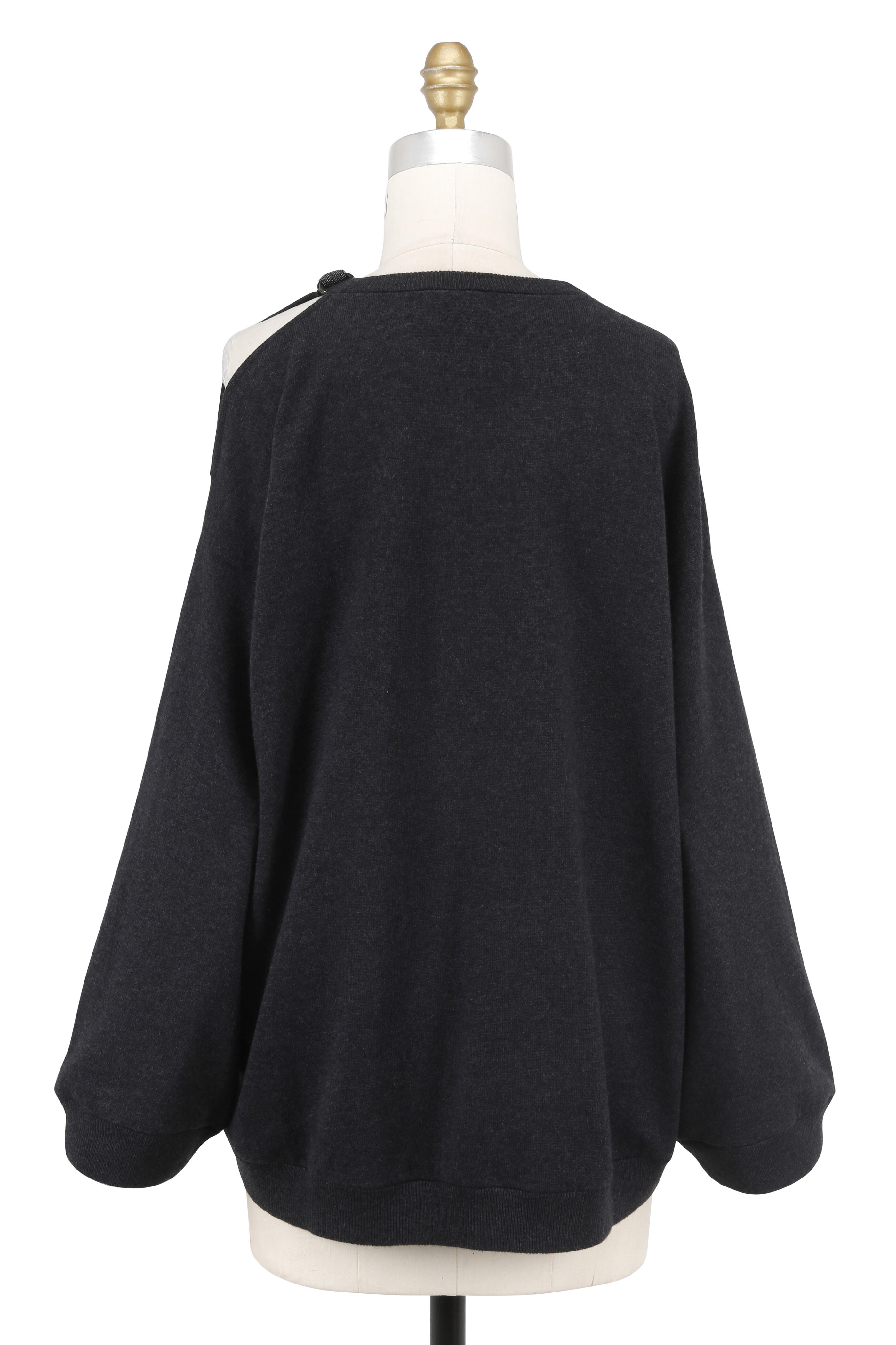 Brunello Cucinelli - Onyx Cashmere Shoulder Cut-Out Sweater