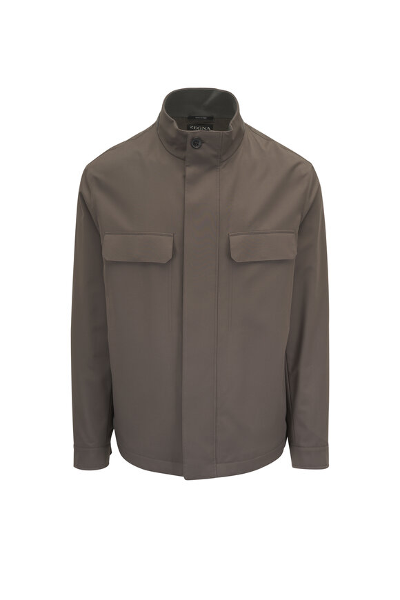 Zegna Microfiber Motorin Dark Taupe Field Jacket