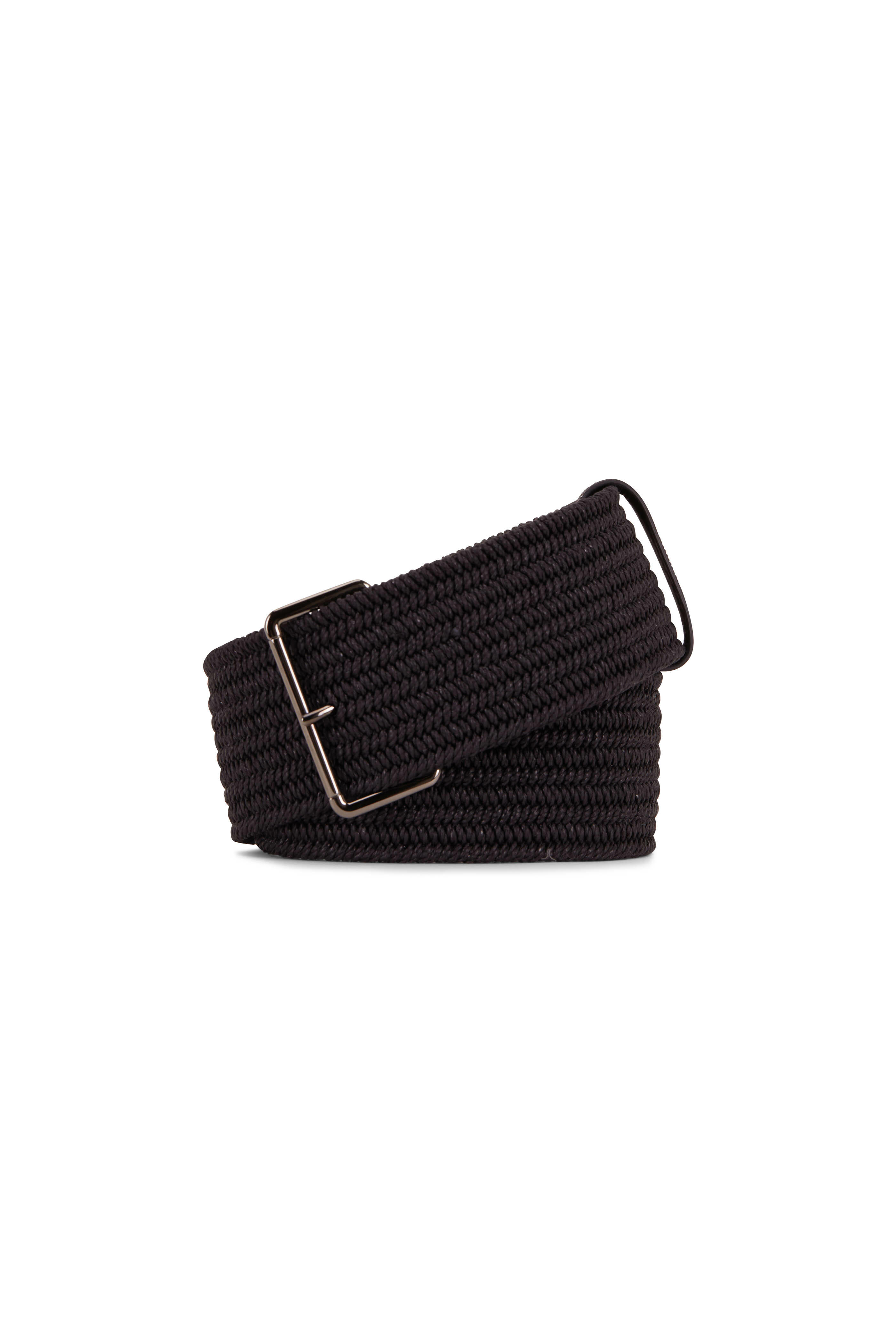 Brunello Cucinelli - Black Wide Raffia Single Monili Loop Belt display picture 1
