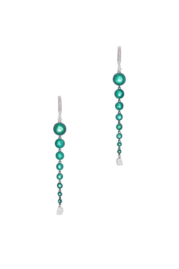 Mariani - 18K White Gold Emerald & Diamond Earrings