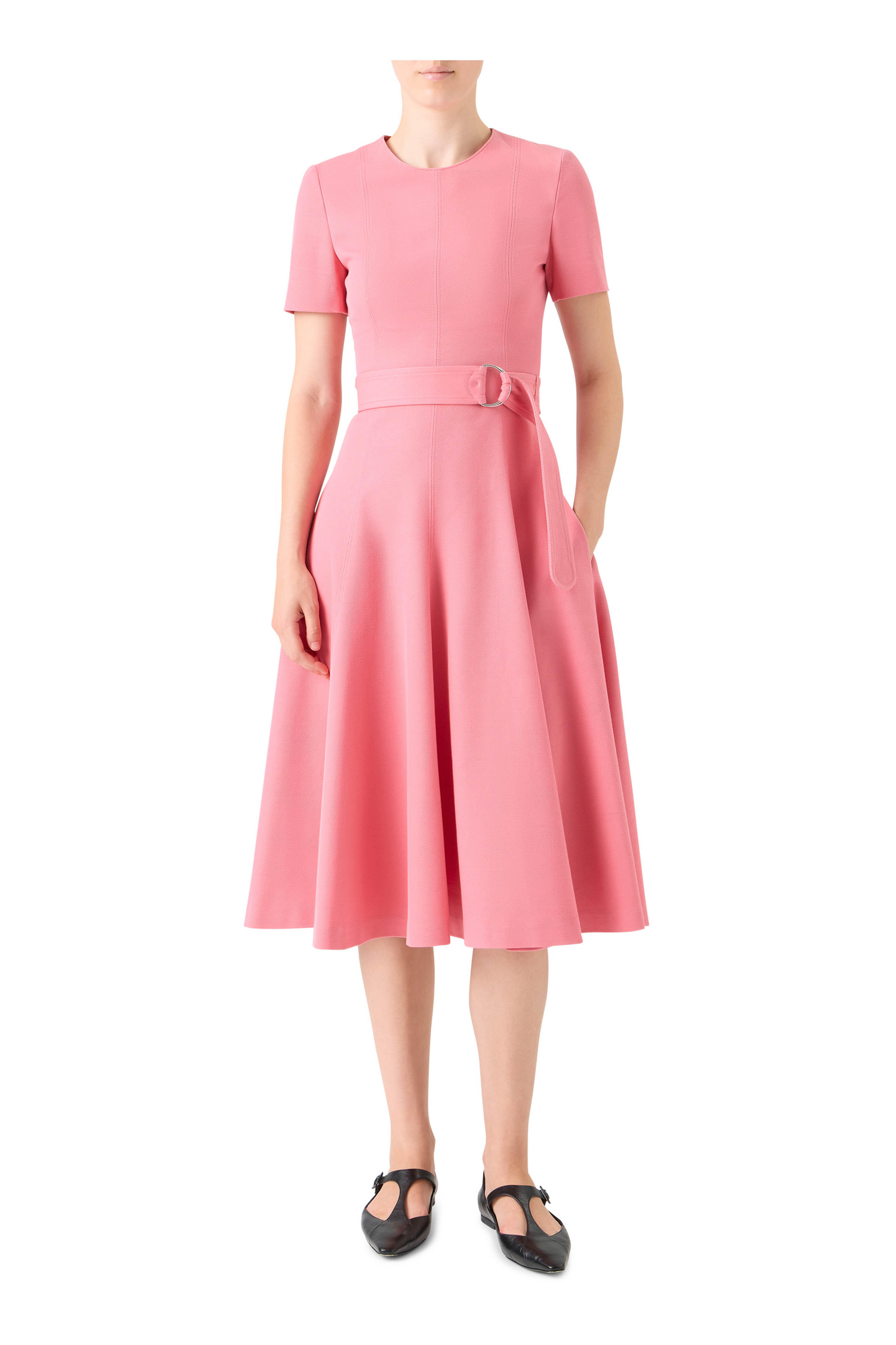 Akris Punto - Blush Cotton Wool Tricotine Belted Midi Dress - view 2