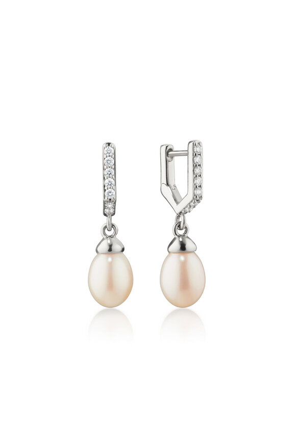 Monica Rich Kosann Infinity Huggie Pearl & Pavé Sapphire Earrings