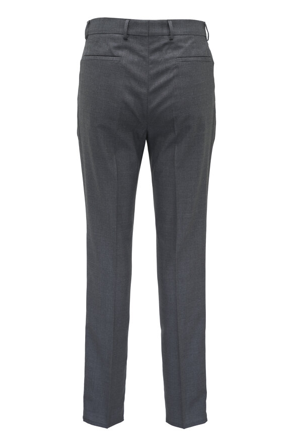 Brunello Cucinelli - Medium Gray Wool Straight Leg Pant