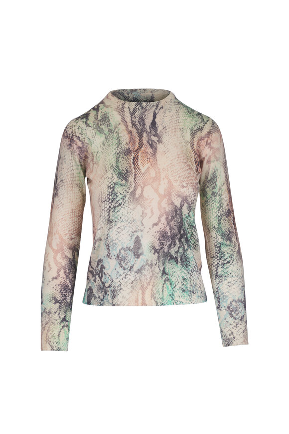 Kinross Island Multi Animal Print Silk & Cashmere Sweater