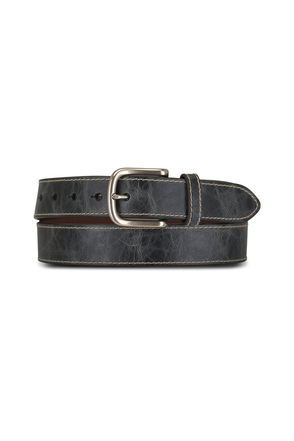 Torino Shrunken Grain Leather Charcoal Belt