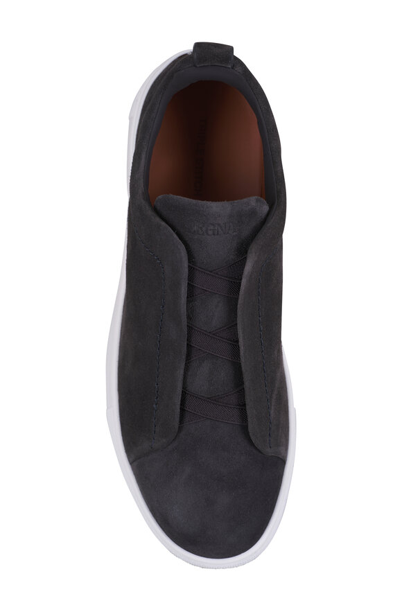 Zegna Triple Stitch Gray Suede Low Top Sneaker - view 4
