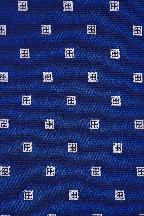 Kiton Blue Geometric Print Silk Necktie - view 2
