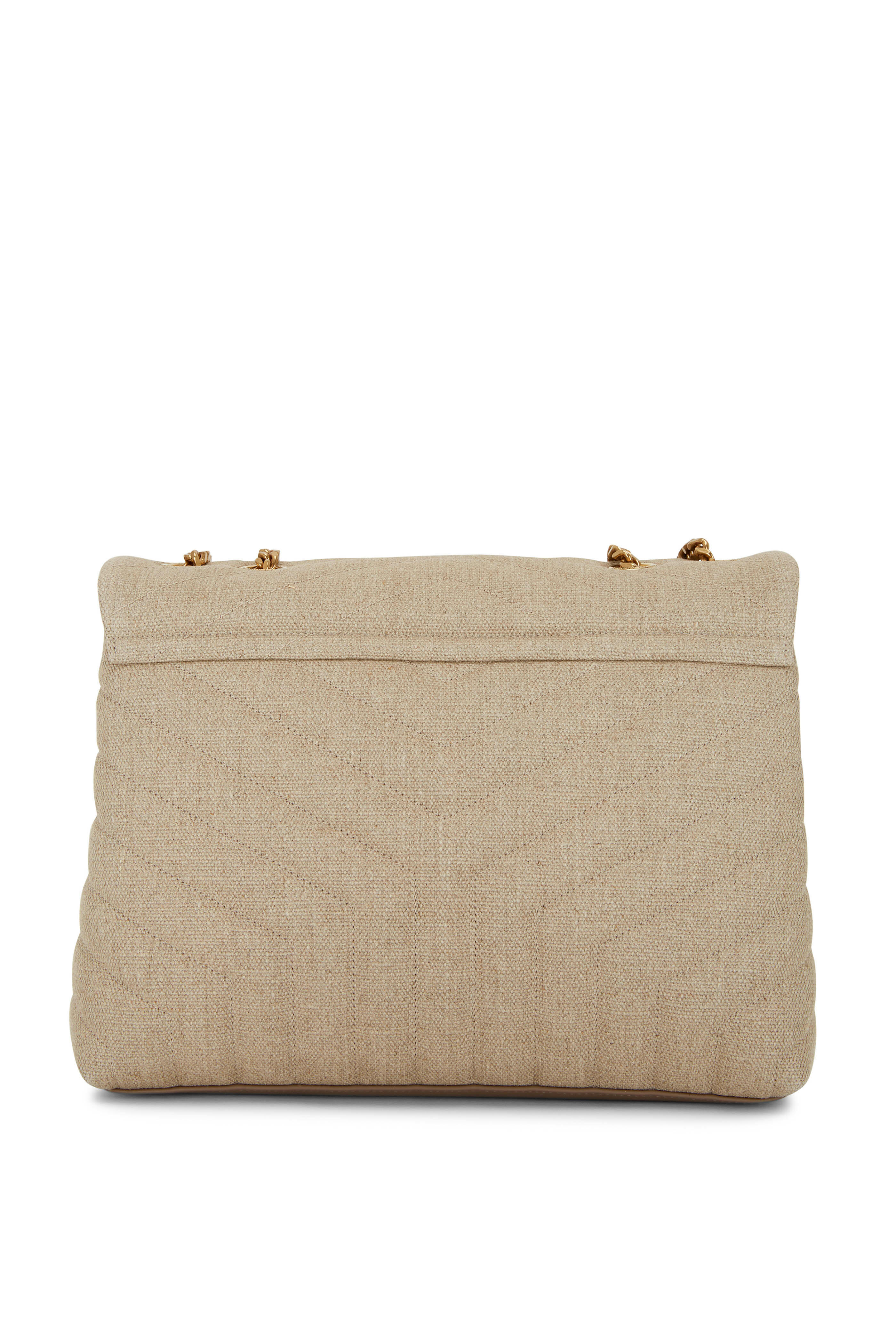 Saint Laurent Loulou Small Linen Shoulder Bag in Natural
